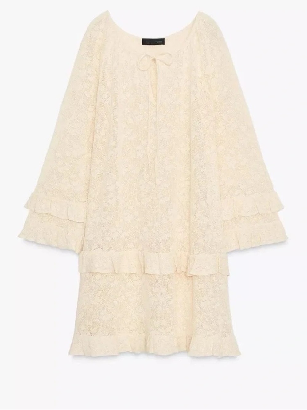 NWT Zara Boho Cream Lace Crochet Coverup Dress Size Small - Picture 4 of 6